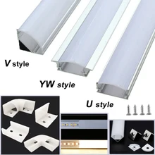 Barra de luz LED con perfil de aluminio plateado, soporte de canal de luz con cubierta lechosa, estilo U/V/YW, 0,5 m, 2-25 uds.