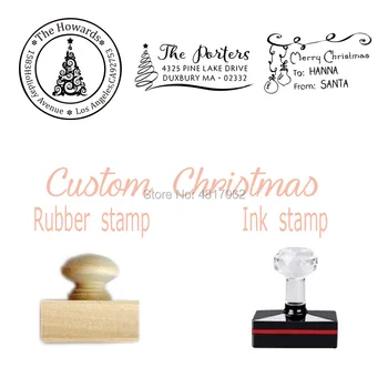 

Christmas Address Stamp, Personalized with Family Name stamper. Merry Christmas rubber stamper Happy Holidays Custom designs