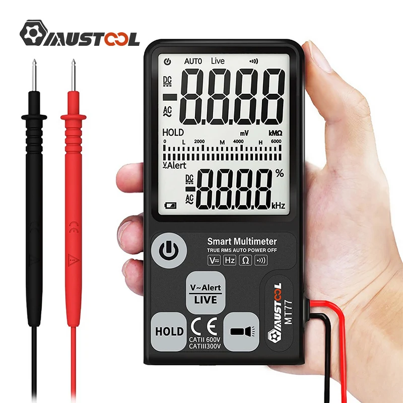 MUSTOOL MT77 Digital Multimeter 6000 Counts True RMS Large Screen Smart Voltage Tester Fully Auto-Range DMM With Analog Bargraph |