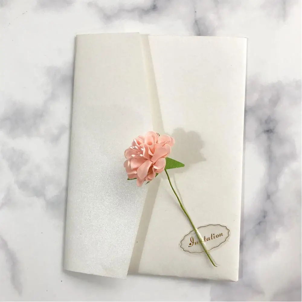 20 шт./лот розовый цветок Свадебная пригласительная карта в конверте