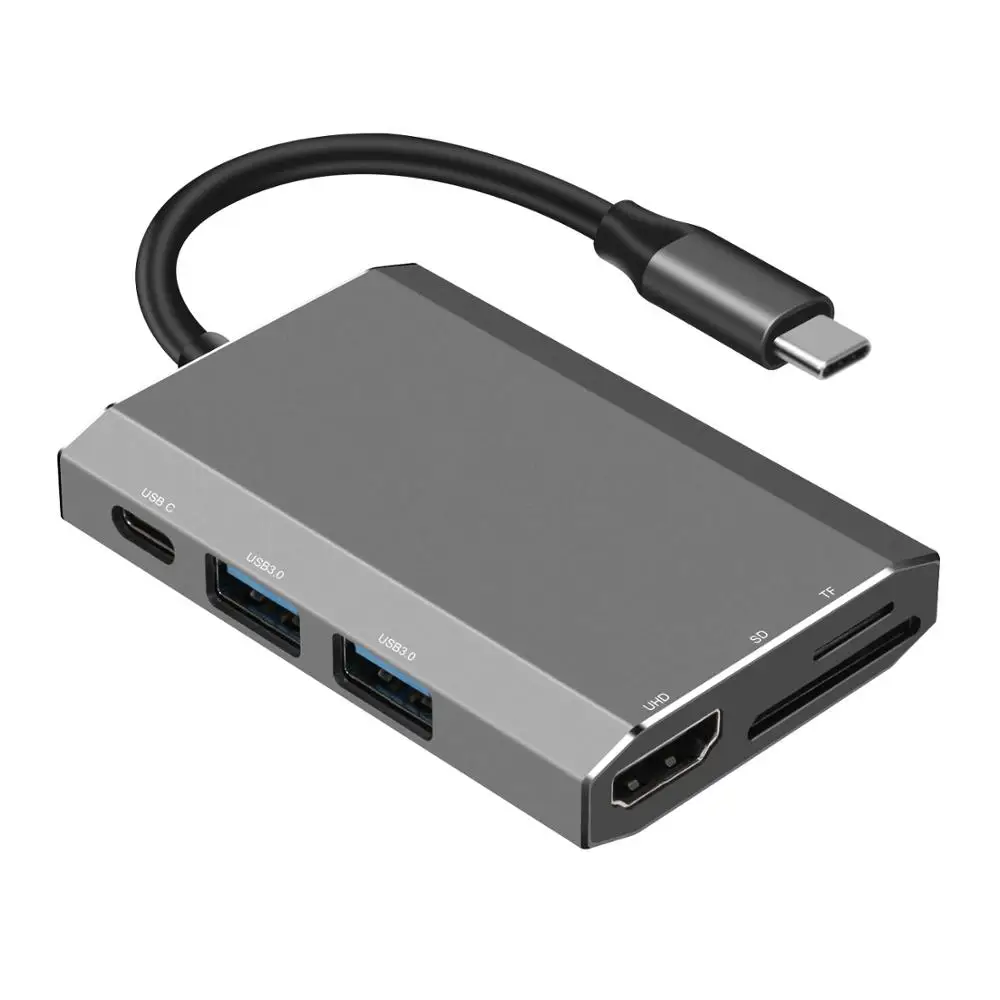 

6-In-1 USB C HUB HDMI Type-C HUB To Hdmi USB 3.0 Card Reader For Macbook Huawei P30 USB C HUB