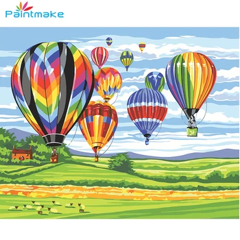 

Paintmake Landscape DIY Paint By Numbers Hot Air Balloons Oil Painting On Canvas field For Home decor Art Picture Gifts