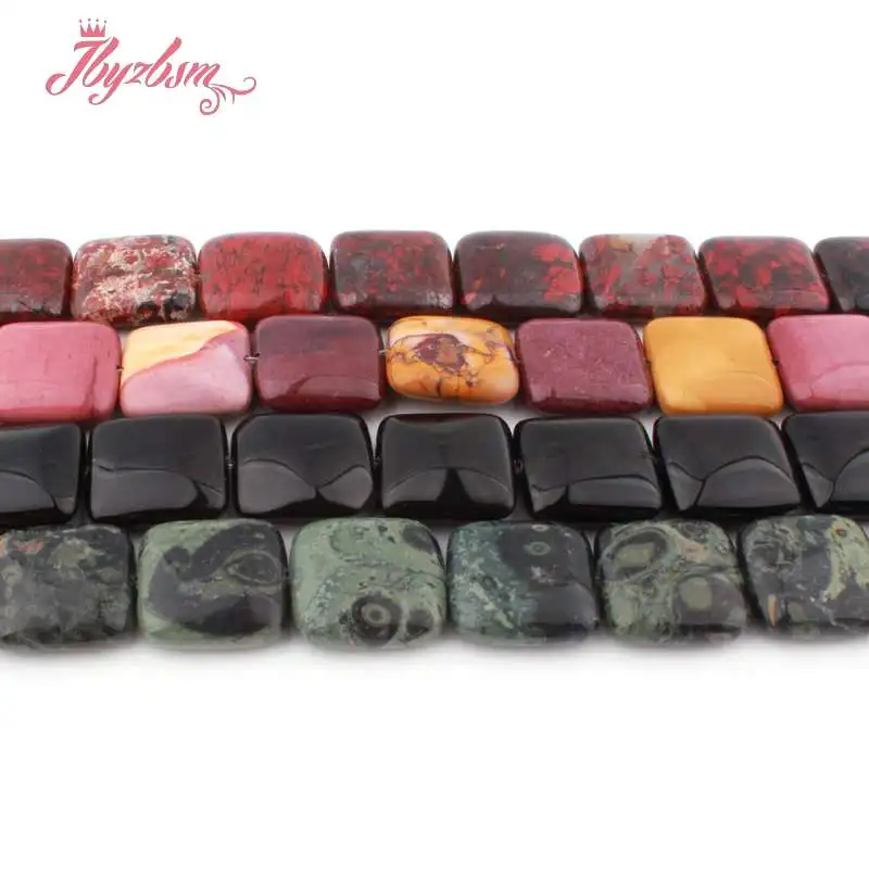 

20mm Natural Fluorite Quartz Rhodonite Tiger Eye Square Stone Beads For DIY Necklace Jewelry Making Loose 15" Free Shipping