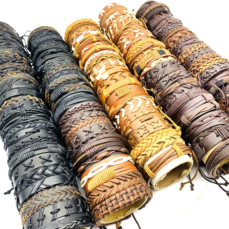 20 шт. мужские и женские браслеты из натуральной кожи | Украшения аксессуары