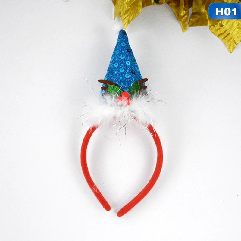 H01 Новые милые банты для девочек, рождественские шапки с узлом, горячая Рождественская повязка на голову, Рождественская шапка Санты вечерние украшения, двойной ремешок для волос, застежка, наголовный обруч - Цвет: H01