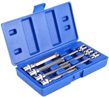 

7Pcs 3/8inch Drive Extra Long Chrome-Vanadium Steel Screwdriver Star Bits and Sockets Set T25 T30 T40 T45 T50 T55 T60