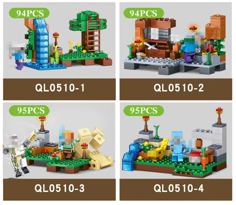 Продажа 378 шт. DIY модель строительные блоки Совместимые leglyings Minecrafted городские наборы фигурки животных 4 в 1 детские развивающие игрушки