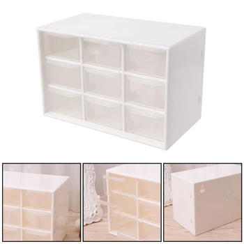 

9 Drawer Plastic Storage Cabinet Desktop Makeup Bin Box Jewellery Organizer X6HD
