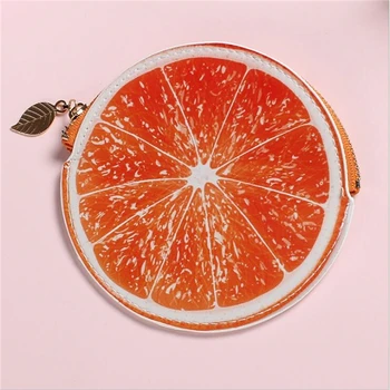 

Fashion Orange Circle Wallets 3D Ladies Purse Soft Printing Fruit Bags Children Clothes Pouch for Kids Gift