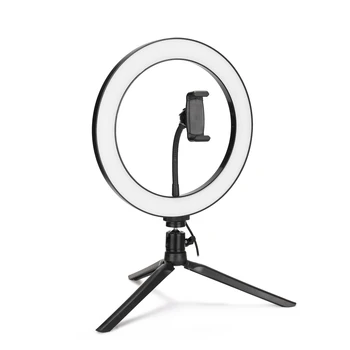

10" Dimmable LED Selfie Ring Light+Phone Clip Brightness Adjustable Lamp for Live Broadcast Selfie Photography Video with Tripod