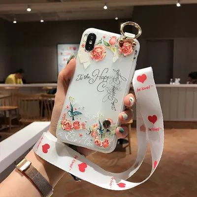 100 Держатель чехол для телефона для iphone 11 Pro Max X XR 10 XS Max 7 8 6 6s Plus чехол s цветок Мягкий ТПУ силиконовый браслет ремешок Ремешок Крышка - Цвет: 100