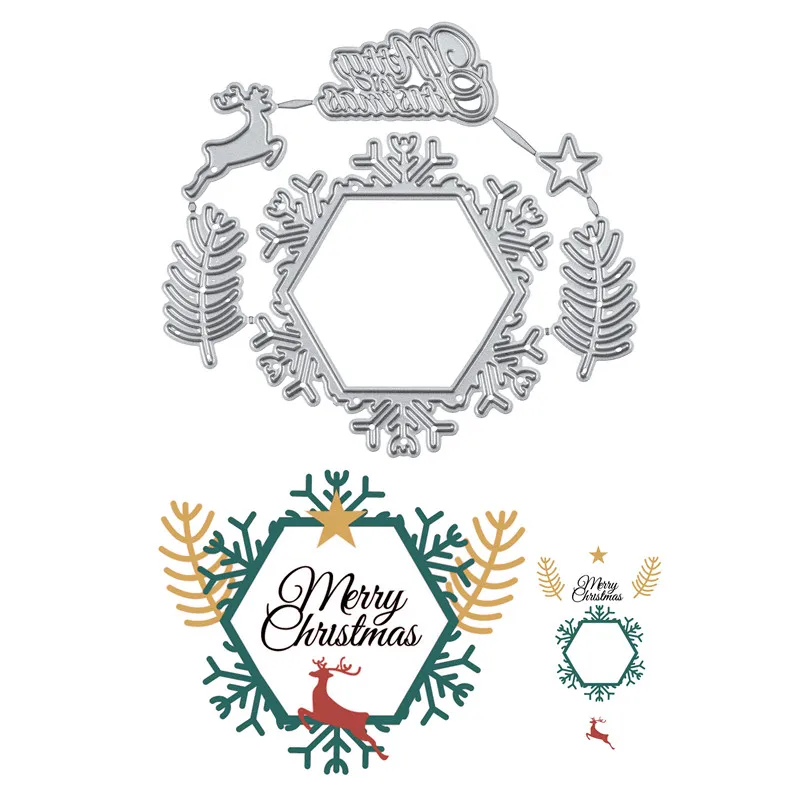 

Naifumodo Merry Christmas Deer Dies Metal Cutting Dies for Card Making Scrapbooking Dies Embossing Cuts Stencil Craft Dies