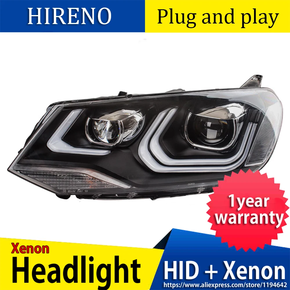 Hireno автомобильный Стайлинг Головной фонарь чехол для VW Toureg 11-2013 светодиодный головной светильник s DRL Дневной ходовой светильник Bi-Xenon HID аксессуары