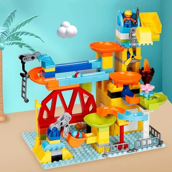 

changing slide Blocks Compatible Duploed City House Roof Big Particle Building Block Castle Brick Toys Christmas gifts