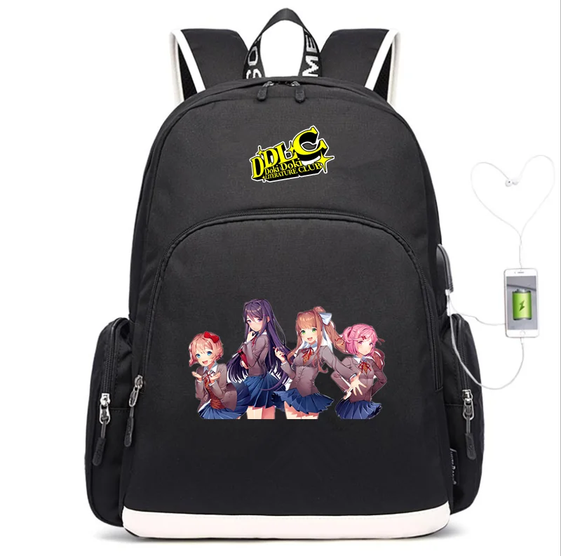 3 DDLC школьная сумка из холщовой ткани, детский рюкзак, USB зарядка, сумка через плечо, сумка для ноутбука, дорожная сумка, рюкзак - Цвет: 3