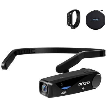 

ORDRO EP6 Camcorder 4K Mini Body Camera Head Wearable Video Camera 1080P 60FPS Vlog Camera with Remote and 64 Memory Card