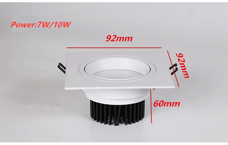 1 шт. мощный кариманный фонарик потолочный светильник с регулируемой яркостью AC110V-230V 7W10W14W 20 Вт светодиодный с квадратной cob-матрицей светильник(CE& ROHS