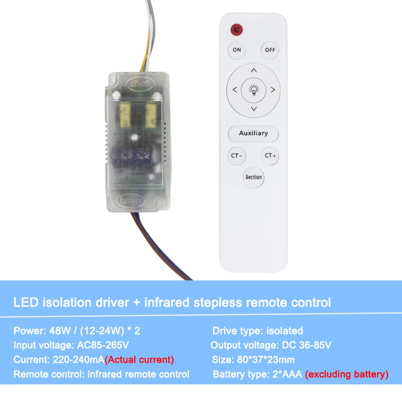 1 Набор 2,4G Интеллектуальный/Инфракрасный бесступенчатый светодиодный светильник-драйвер ing трансформатор адаптер питания с контроллером для светодиодный потолочный светильник - Цвет: b 12-24Wx2 Infrared