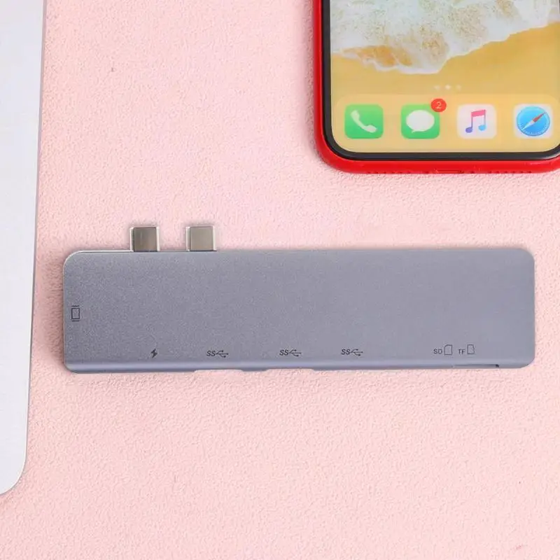 Двойной usb type C конвертер в 4K HDMI USB C USB 3,0 TF карта памяти Встроенный чип-преобразователь Plug and проигрыватель адаптер