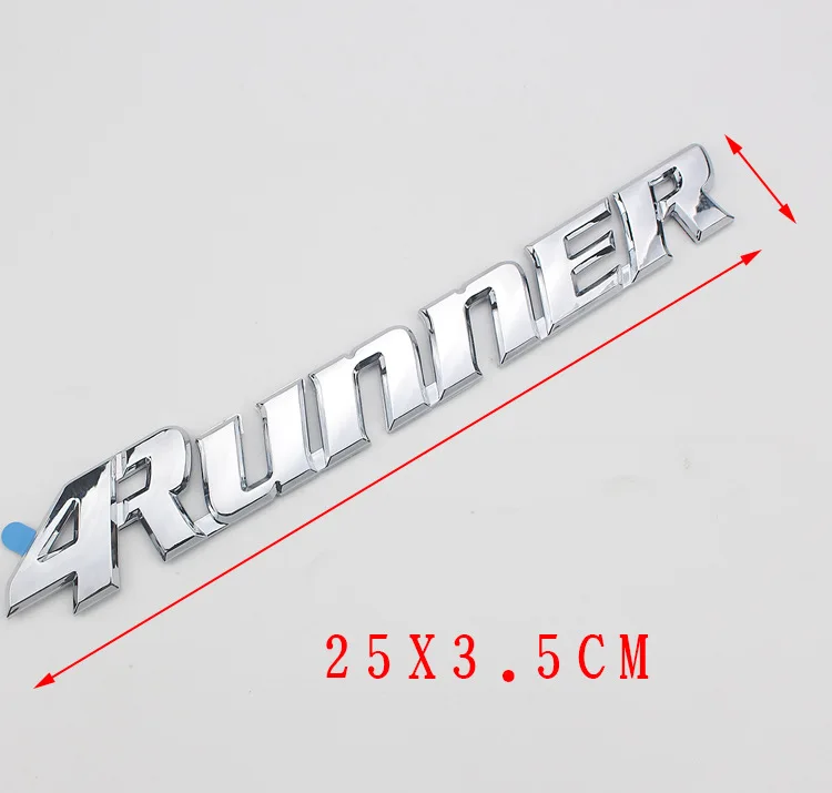 5X стайлинга автомобилей 25*3,5 см Высокое качество ABS Пластик 4runner эмблема задний багажник знак боковой Логотипы автомобилей наклейки для тела черный, серебристый цвет