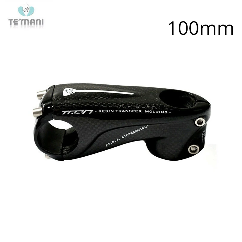 Black 100mm TEMANI горный велосипед вынос руля MTB дорожный велосипедный руль из углепластика волокна 31,8*80/90/100/110 мм светло-Вес 1-1/" складной велосипед - Цвет: Black 100mm