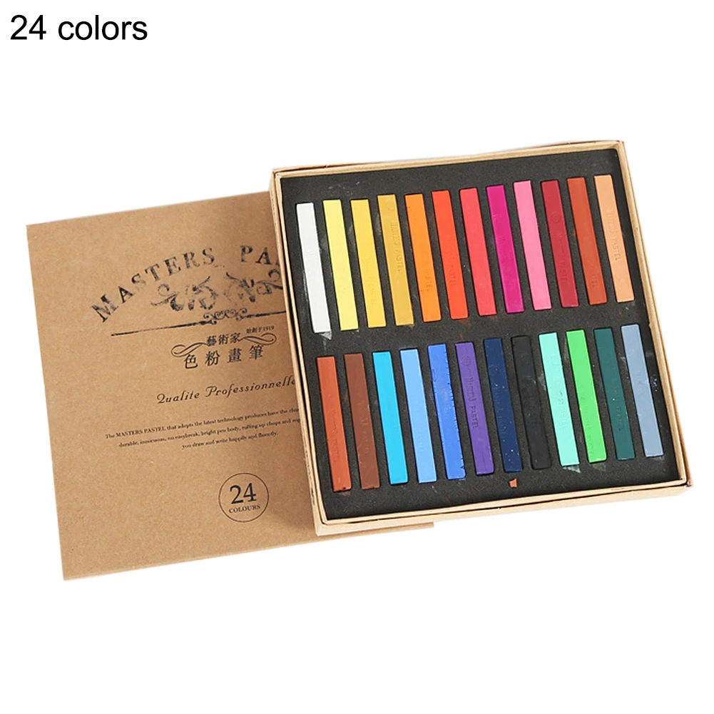 24 colors 12/24/36/48 Цвета/Набор для начинающего художника мелки мягких пастельных Искусство Набор для рисования мелом Цвет карандаш, кисточка канцелярские принадлежности для студентов - Цвет: 24 colors