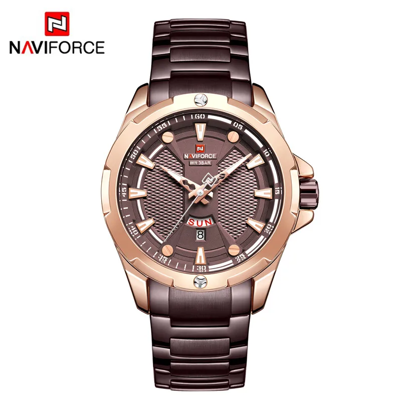 NAVIFORCE мужские наручные часы водонепроницаемые мужские часы армейские Бизнес Календарь Неделя из нержавеющей стали спортивные, военные кварцевые мужские часы 9161 - Цвет: NA916102 without box
