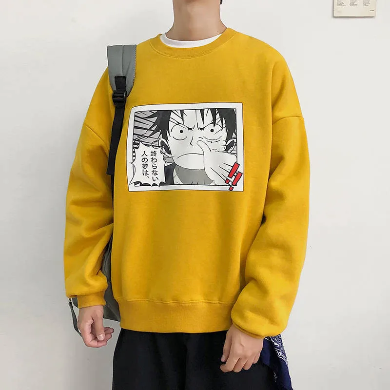 5XL длинный рукав Цельный толстовки Япония Harajuku толстовки Мода хип хоп Толстовка Уличная Повседневная Осенняя Толстовка смешные мужские