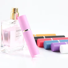 Garrafa recarregável plástica do perfume de 5 mlportable mini com recipientes cosméticos vazios do pulverizador com garrafa do parfum do atomizador para o viajante