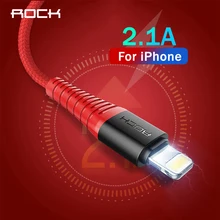 ROCK USB кабель для iPhone X XS XR MAX 8 7 6 plus 5S 2.1A Синхронизация данных высокопрочный USB кабель для iPhone 6S SE Кабель зарядного устройства 2 м
