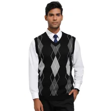 Мужской костюм жилет осень зима мода длинный рукав безрукавки свободные Твердые кнопки подходят для мужчин s v-образным вырезом вязаный жилет