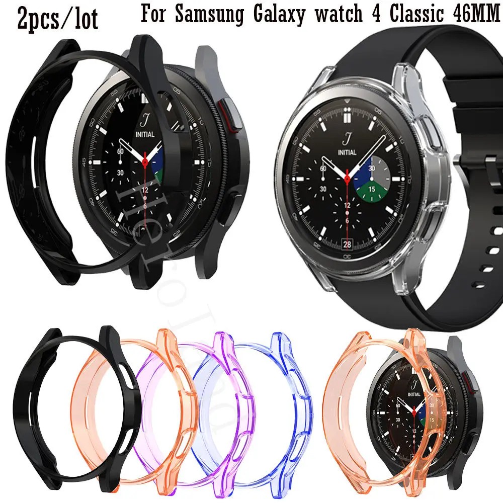 

2pcs Protective Case For Samsung Galaxy watch 4 Classic 46mm SmartWatch Protector Cases Cover TPU Shell Replacement Accessories