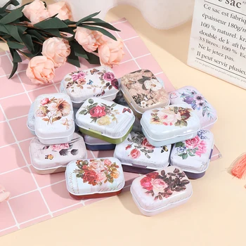 

Mini Flower Tin Trinket Jewelry Coin Box Tinplate Storage Case Rectangul Sugar