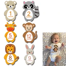 12 листов в наборе, Детские ежемесячные наклейки с животным, фотографические реквизиты для беременных женщин, новорожденных, галстуки для младенцев, Детские фото