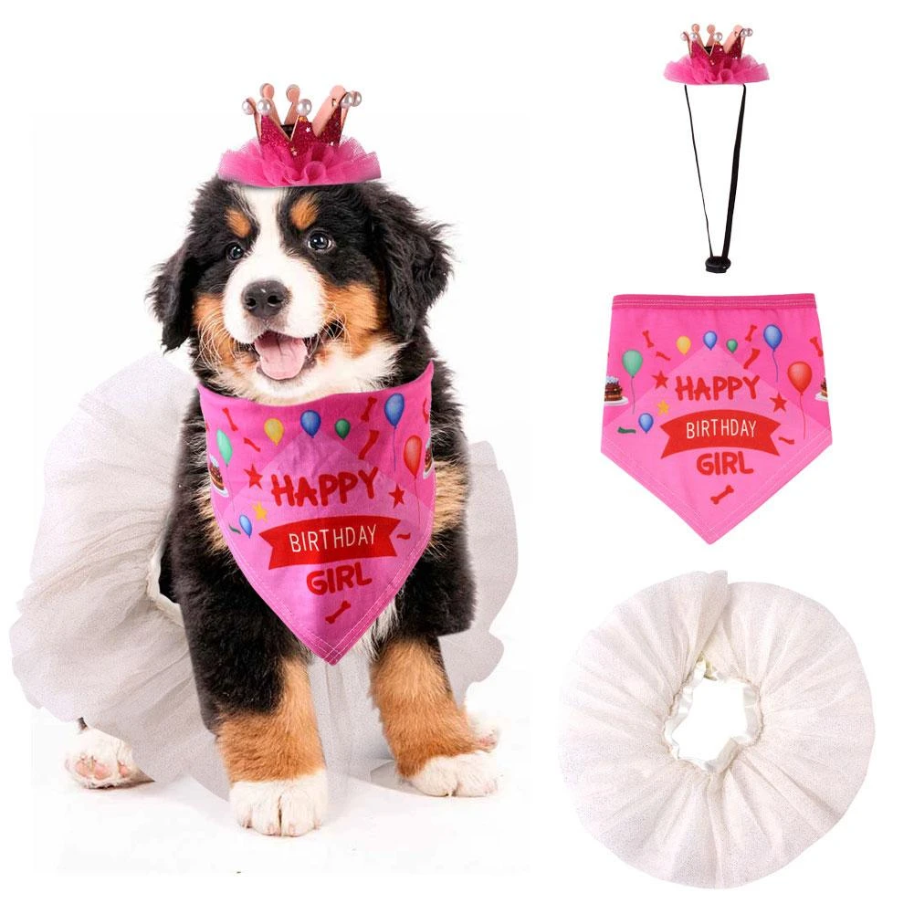 Etek Sapka Esarp Yaka Seti Dogum Gunu Partisi Malzemeleri Kopek Pembe Kiyafet Elbise Pet Performans Kostum Aksesuarlari Icin Pet Yavru Kopek Dog Accessories Aliexpress