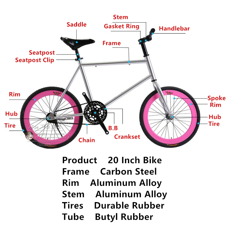 20 Inch Fiets 40Mm Velg Hoogte Single Speed Fixie Dsic Brake Fiets Vrijloop  Fixed Gear Frame Dagelijkse Pendelen Mini bicicletas - AliExpress Sports \u0026  Entertainment