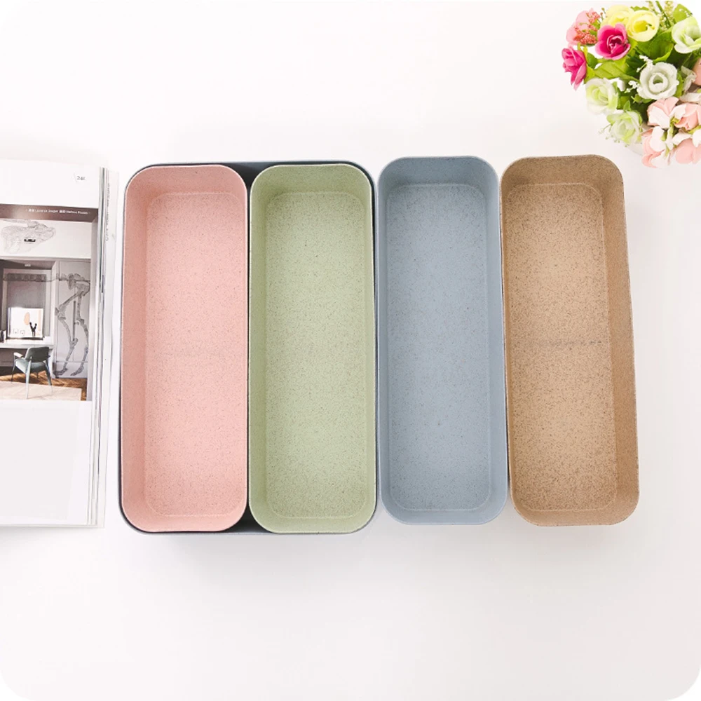 

Useful Drawer Home Storage Tray Divider Storage Organizer Wheat Fiber Type Storage Drawer 26.4*8.8*4.3CM