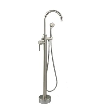 

Bathroom Tub Floor Stand Faucet Bathtub Faucet with Handshower Bathtube Mixer Faucet Floor Mounted Tub Shower Tap Set Brushed