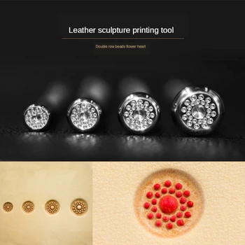 

Leather Sculpture Stainless Steel 304 Printing Tool Engraving Craft Stamps Metal Punch Double Row Flower Heart HX3