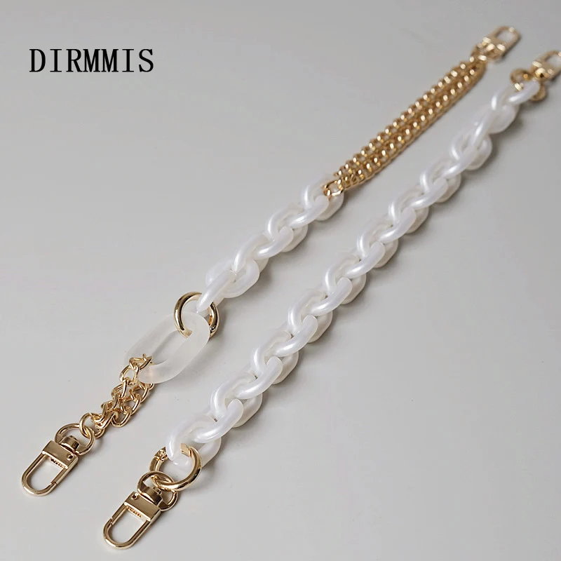 New Fashion Woman Handbag Accessory Chain Detachable Replacement Luxury Bead White Strap Women DIY Clutch Resin Handle Chains