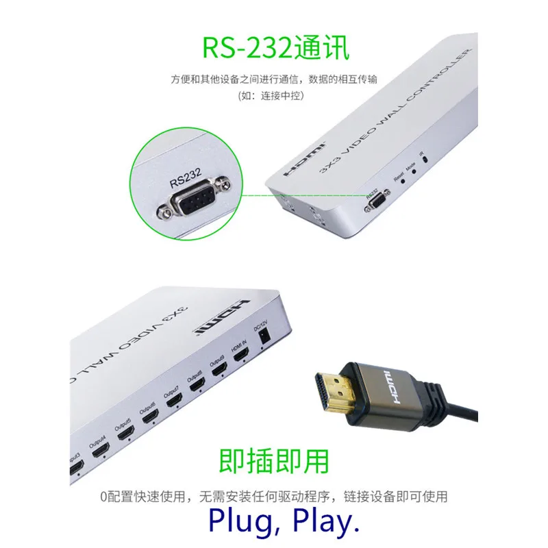 Настенный видеоадаптер 3x3 HDMI 1x9 разъем Hdmi настенный процессор для телевизора HD с