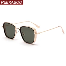 Peekaboo мужские металлические солнцезащитные очки ретро Квадратные золотые зеленые подарок на год маленькие солнцезащитные очки для мужчин и женщин uv400