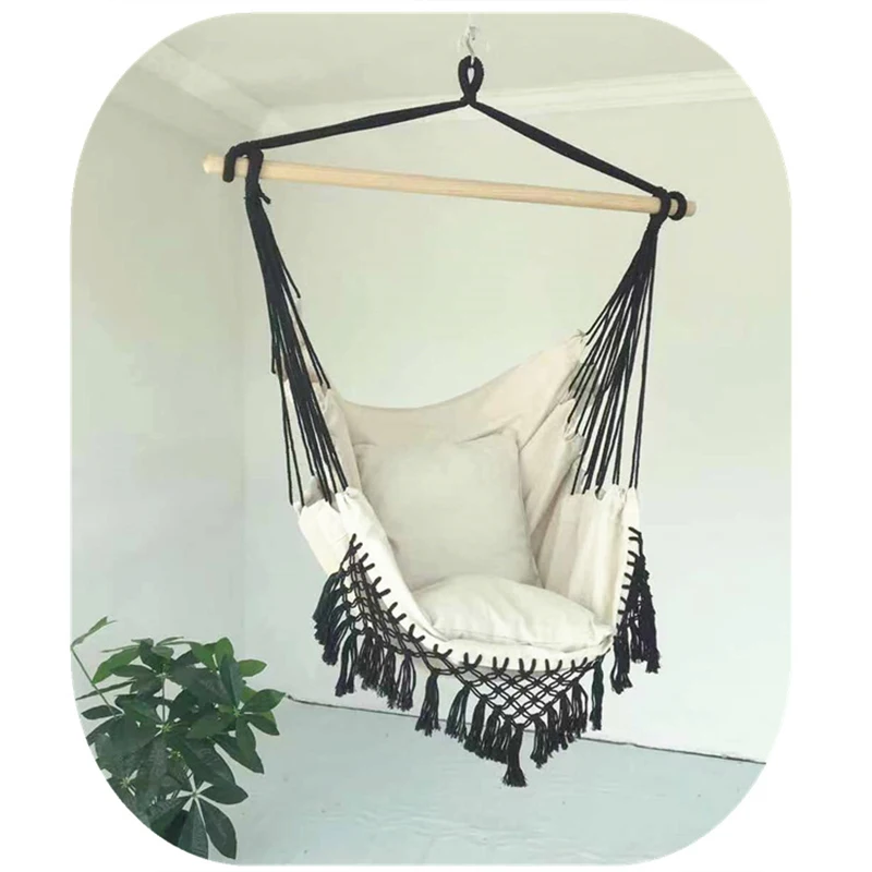 Outdoor Bohemia style Home Garden Hanging Hammock Chair Indoor Dormitory Balcony Swing Hanging Chair with Wooden Stand