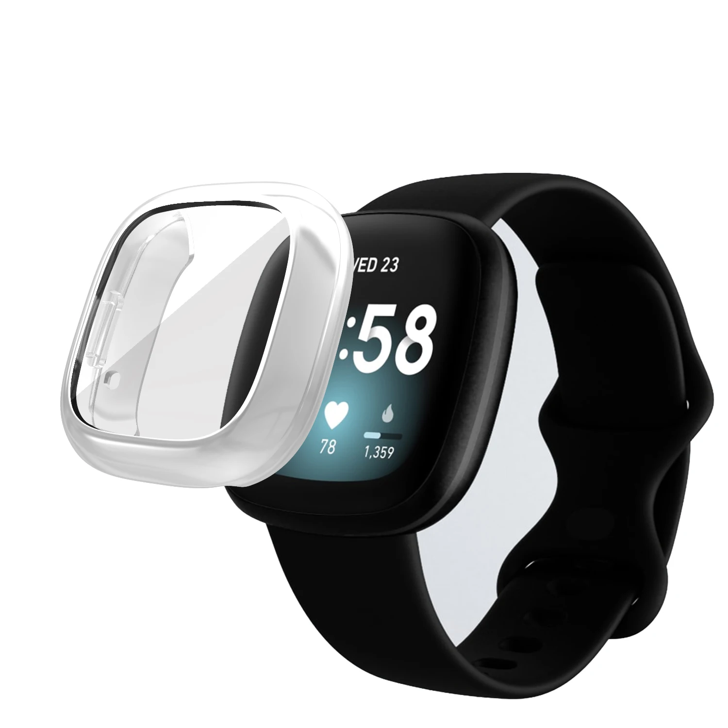 Schutzhülle für Fitbit Versa 3, weiche TPU-Vollbildschutzfolie für Fitbit Sense/Versa 3 Smart Watch Bumper Plating Shell – Detail 17