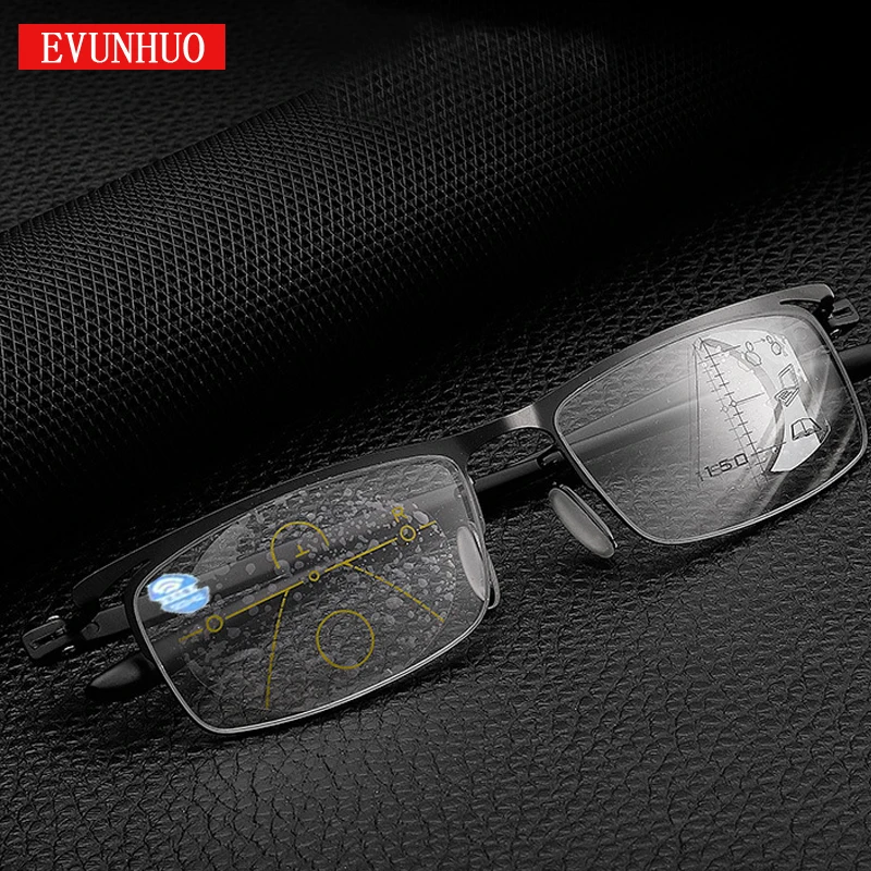 

EVUNHUO Anti Blue Ray Automatic adjustment Progressive Reading Glasses Male Female Presbyopic Multifocal Alloy Frame Eyewear
