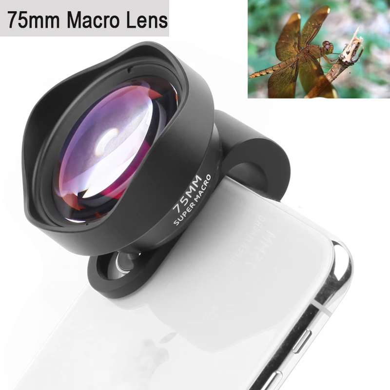 Ceny Profesjonalny aparat telefoniczny obiektyw 75mm obiektyw makro HD bez zniekształceń efekt DSLR Clip on dla iPhone Samsung Huawei smartphone xiaomi