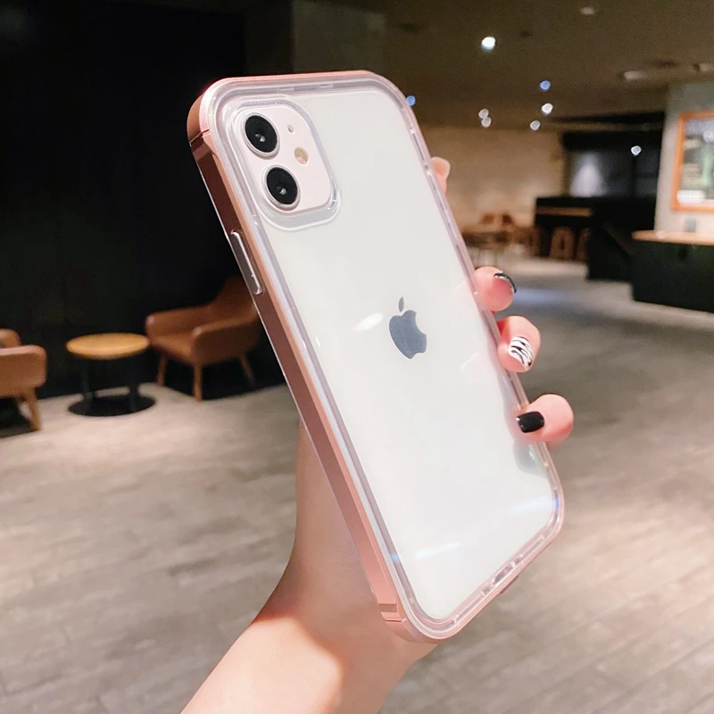 Transparent Candy color bumper Anti-knock Case for iphone 12 12Pro Max 11 11Pro XR X XS Max SE2020 7 8 Plus shockproof cover