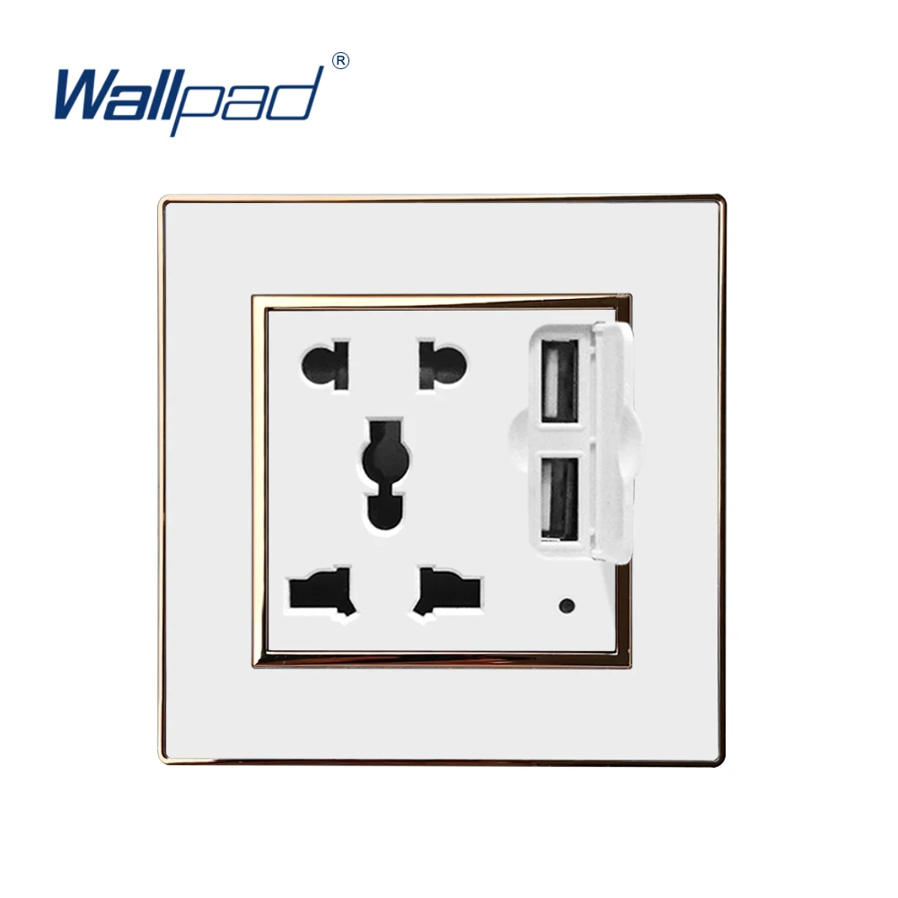 5-контактный разъем с 2 портами(стандарт Порты и разъёмы 5V 3100mA Wallpad люксовые клавишные настенные Usb Зарядное устройство электрический Мощность выход зеркальный акриловый чехол-Панель Tomada - Цвет: White Gold