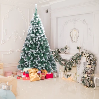 

118cm 7FT Spray White PVC Christmas Tree with 870 Branches DIY 2021 Xmas Tree Decoration for Home Party Shopping Mall Bar Gifts