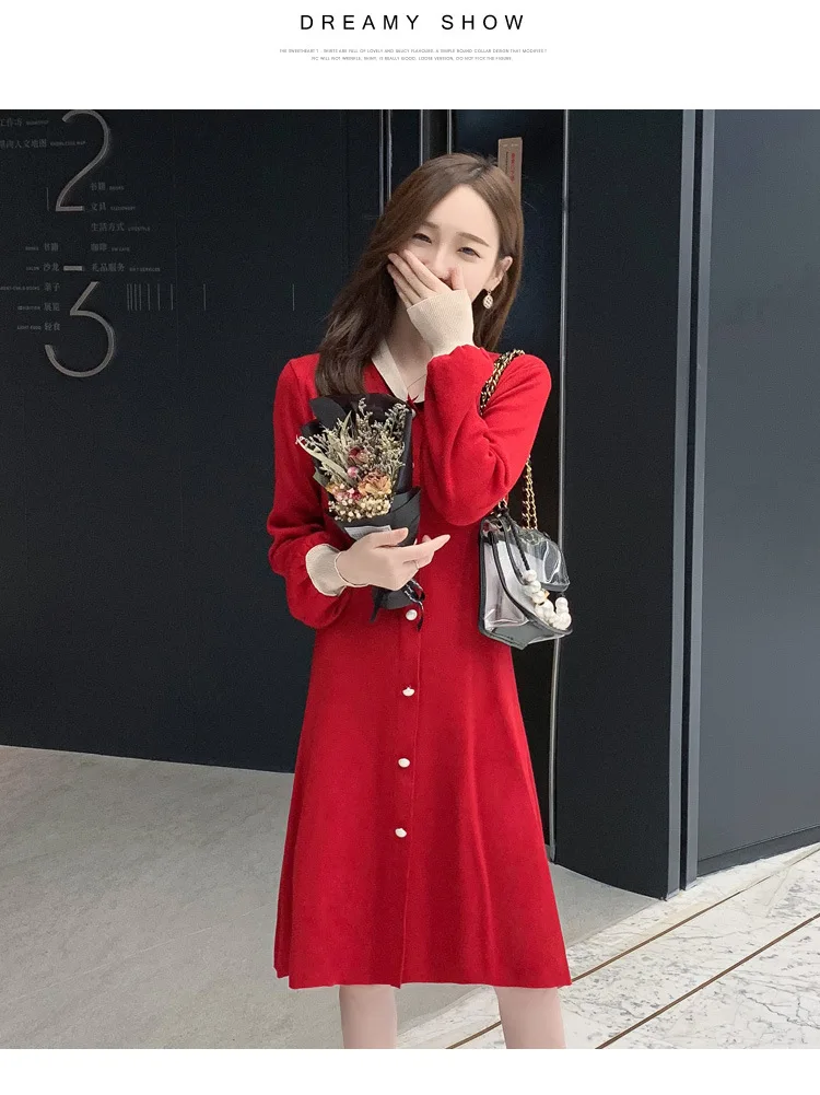 Осень зима Kintting Одежда для беременных Elegnant платья для кормления грудью одежда для беременных женщин